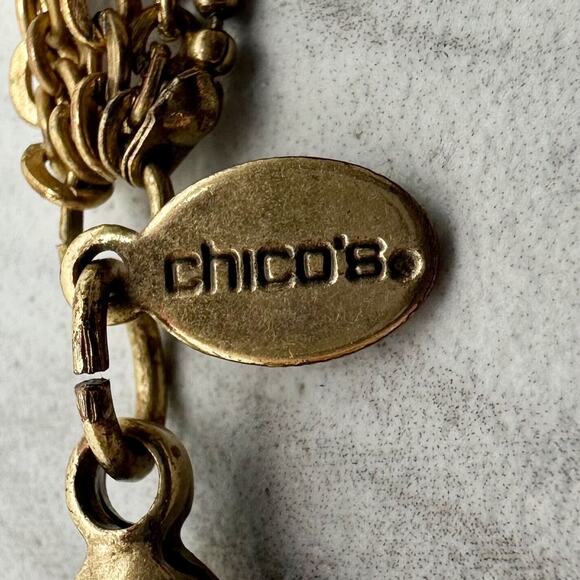 Chico's Multi Strand Beaded Station Gold Tone Necklace - Picture 10 of 10